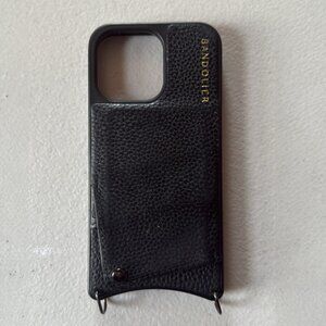 Bandolier Emma Phone Case | Black Pebbled Leather | iPhone 13 Pro
